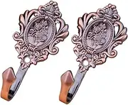 Ipetboom Antique Brass Curtain Hooks Vintage Drapery Hooks Pair Zinc Alloy for Room Decor
