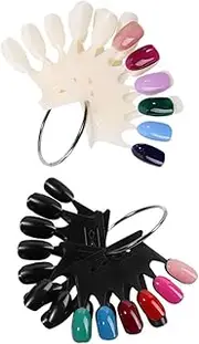 BELLIFFY 60 Pieces Sector Fan Boards and Round Ring Nail Art Polish Display Practice Board Crown Shape False Nail Display Tips