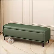 Ottoman Storage Bench Chest Leather Footstool Window Seat Bench Bed End Stool for Living Room Hallway,Rectangle Lift Top Storage Bench Coffee Table (Color : Green, Size : 80CM)