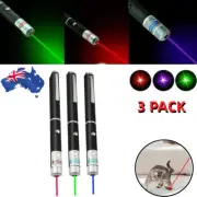 3PCS Laser Pointer Pen For Cat Dog Pet Green Blue Red Light Visible Beam Lazer