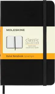 - Classic Hard Cover Notebook - Ruled - Pocket - Black, (MM710)