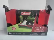 Coleman Fold & Go Pet Cot For Pet Up to 50 Lbs Indoor/Outdoor/Travel Use - Red