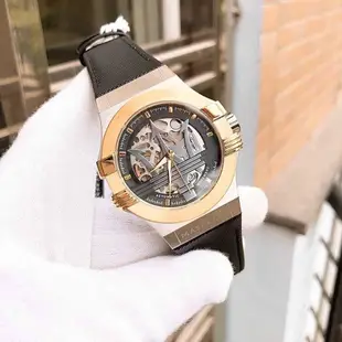 手錶 瑪莎拉蒂 機械手錶 MASERATI 男士潮流 鱷魚紋 皮帶 機械 鏤空 防水錶