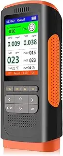 AUTENS Air Quality Monitor, Indoor Air Quality Pollution Detector Accurate Tester for HCHO (Formaldehyde) TVOC PM2.5/PM1.0/PM10, Real Time Temperature Humidity Data Monitoring Meter for Home Office