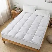 Queen Mattress Topper Cover- Mattress Pad - Pillow Top with Breathable Filling Mattress Cover, Snowy White