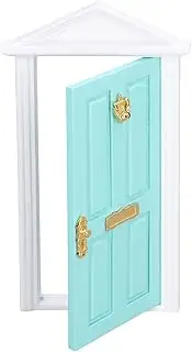 Mini Wooden Door, Birch Wood, Tooth Fairy Door Dollhouse Miniature, Vivid Color with Polishing for 1:12 Doll House (Mint Green)