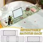 ﻿ Clear Premium-Bathtub Tray Caddy Expandable Bath For Tub Tray Bath Tub CS R4K3