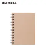 【MUJI 無印良品】植林木不易透色雙環筆記本/橫線/48頁.A7.米