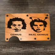 Wood Wallet Minimalist Laser Engraved with Albert Einstein & Val Kilmer