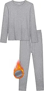 VZV Kids Thermal Underwear Set, Boys Long Underwear Set, Fleece Lined Base Layers Top and Bottom Set for Skiing, Cold Weather