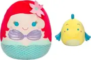 Squishmallows Disney 10-Inch Ariel and 4-Inch Flounder 2-Pack Plush