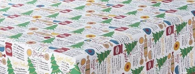 Fabric Kitchen Tablecloth, 60"x84" Oval, CHRISTMAS WHIMSICAL COOKIES RECIPES,CCL