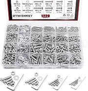 DYWISHKEY 1220 PCS M2 M3 M4 M5, 304 Stainless Steel Hex Button Head Cap Bolts Screws Nuts Washers Assortment Kit with Hex Wrenches