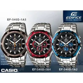 CASIO手錶專賣店 卡西歐 EDIFICE EF-540D系列男錶 賽車錶 三眼設計 強力防刮礦物玻璃 三折不鏽鋼錶帶