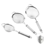 Fine Mesh Strainer - Set of 3, Stainless Steel Strainers with Handles, 3.34“,...