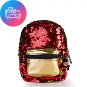 Red Gold BooBoo Mini Backpack 10x15cm Arm Band Carabiner Zip Reversible Sequin