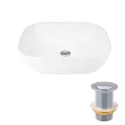 490x395mm Ceramic Basin Sink Vanity Above Counter Gloss White Rectangle Hand Wash With Pop Up Waste Set