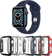 Landhoo 6 Pack Case for Apple Watch SE (2023 New) SE (2nd Gen)/6/SE/5/4 44mm with Tempered Glass Screen Protector, Hard PC Ultra-Thin Scratch Resistant Protective Cover for iWatch 44mm Accessories