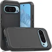[ZUSLAB] Rugged Case for Pixel 9 / Pixel 9 Pro Defender Protective Heavy Duty Shockproof Dustproof Cover for Google (2024) - Black