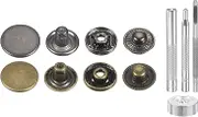 uxcell 24Set Leather Snaps Fasteners Kit 15mm Brass Press-Stud Cap Button Metal Snap Buttons with 4 Install Tools for Coats Bags Leathers Marine Boat Canvas, Gun/Bronze