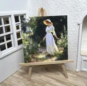 Miniature Dollhouse Room Box Art 1:12th Scale Woman in Spring Garden by Curran