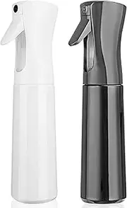 Hair Spray Bottle Empty Plastic Trigger Spray Bottle Refillable Fine Mist Sprayer Bottle 2 Pack 10oz /300ml for Hair Styling, Cleaning, Garden Continuous Water Mister (Black&White)