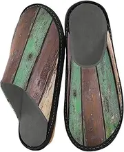 [GAIREG] Unisex Slippers for Home Men's House Shoes Memory Foam Slippers, Wooden Fence Pattern-23, 9-10
