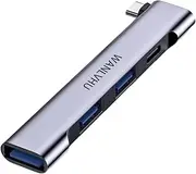 USB C Hub for Laptop, Portable USB C Splitter Multiport Adapter with Type-C Charging Port and USB 3.0 Port for MacBook Pro/Air, Surface Pro, Keyboard, Flash Drive (USB C Hub with Charging Port)