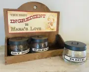 New Primitive Farmhouse CANISTER JAR GENERAL STORE SHELF Spice Rack Display