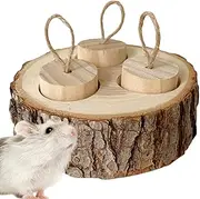 Hamsters Foraging Toys, Wooden Snuffle Enrichment Toy, Adorable Enrichment Plush, Compact Rabbits and Small Pets, Interactive Treat Dispenser for Gerbils Rats Chinchillas Bunny