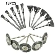 15Pcs Wire Brush Wheel Cup Coarse Crimped Carbon Steel Shank Drill Attachments