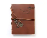 Vintage Style Key Decor Faux Leather Cover Blank Diary Journal Agenda Notebook