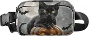 [XYMZR] Fanny Pack Halloween Black Cat Bat Hip Bag Belt Bag for Women Man Fashion Waist Pack Water-repellent Crossbody Bag for Halloween Costumes Running Hiking Jogging Travel Sport, Multi-colored, one