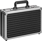 Vilcjson Locking Briefcase - Lockable Attache Case for Laptop & Documents, Dual Combination Locks, 14.2 “x9.4 ”x4.5 Business Aluminum Frame Hard Case for Professionals, Businessmen, Lawyers - Black