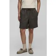 Mens Brown Elasticated Waist Relaxed Fit Herringbone Shorts