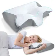 Memory Foam Cervical Pillow, 2 in 1 Ergonomic Contour Orthopedic Pillow for N...