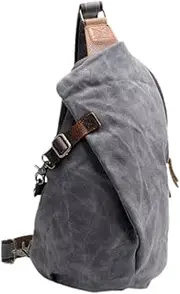 [Tadill] Canvas Shoulder Bag Casual Daypacks with Zipper Modern Men's Backpack Shoulder Bag for Cycling Camping Key