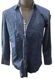 Buffalo David Bitton Long Sleeve Buttons Shirt M 15 32/33 Blue Slim Stretch NWT