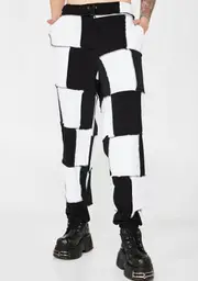 [Whatever 21] Patchwork Checkerboard Joggers