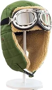 [Kelukes] Fleece Trapper Pilot Hat Ushanka Russian Eskimo Warm Winter Skiing Hats Trooper Ear Flaps Cap for Men Women, Green