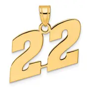 14k Yellow Gold Polished Block Number 22 Pendant