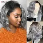 1B/Gray Bob Lace Frontal Wig Human Hair Wig 13x4 Body Wave Lace Front Wig Ombre