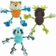Dog Toys Tuggers Plush Rope Limbs Ball Center Choose Fox Raccoon or Moose 7 3/4"