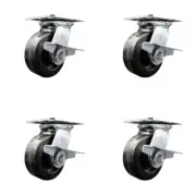 5 Inch Phenolic Caster Set with Roller Bearing and Brakes/Swivel Locks SCC