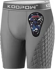 [KOOPOW] Boys' Sliding Shorts Youth Padded Slider Shorts Sliding Pads with Cup Pocket for Baseball, Football, Lacrosse, Hockey