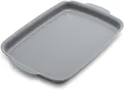GreenPan Premiere Ovenware Healthy Ceramic Nonstick 13" x 9" Quarter Sheet Baking Pan, Cast Aluminum Bakeware, Warp-Free, Broiler Safe to 600F,Dishwasher Safe,PFAS-Free, Gray
