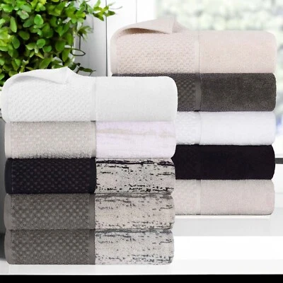 Lodie Cotton Solid & Jacquard Two-Toned Soft Bathroom Hand Face Towel Set of 12