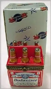 Porcelain Hinged Box Beer Budweiser Six-Pack ENESCO 1998 New in Box