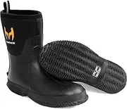 [Hunthor] Rubber Boots for Men with Steel Shank, 6mm Neoprene Insulated Rain Boots, Mid Calf Waterproof Rubber Work Boots for Hunting, Gardening, Farming, Fishing