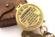 Personalized Bras Compass With Lather Case Gift For to my son